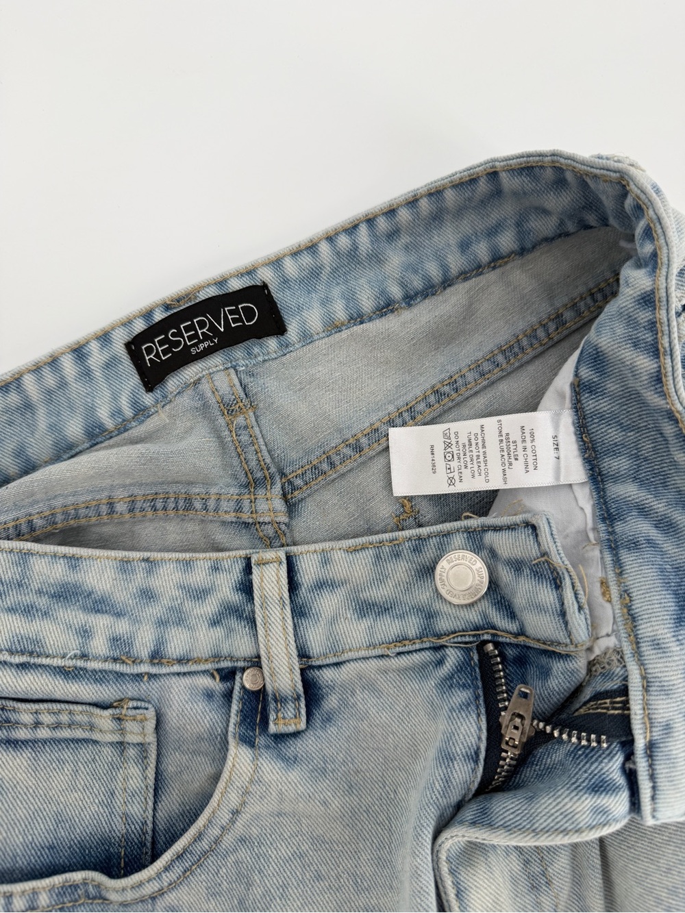 Reserved Supply Long Jorts Light Wash 7 Y2K 90s Grunge Alt Skater Denim Shorts - Picture 7 of 8